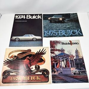 Vintage Buick 1974, 1975, 1976 and 1980 Color Catalog Booklet Brochure Set of 4